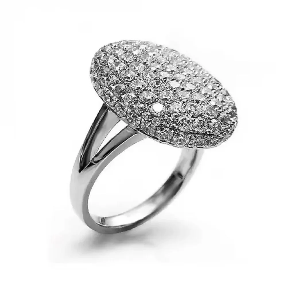 Italian Jewelry Boutique Silver Plated Sparkling Crystal Cocktail Ring Sz 8 NWOT